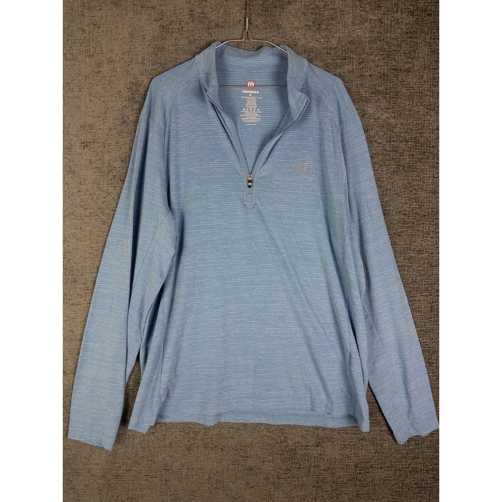 Travis Mathew Pullover Q Zip Mens‎ XL Blue Golf Performance Logo Lightweight